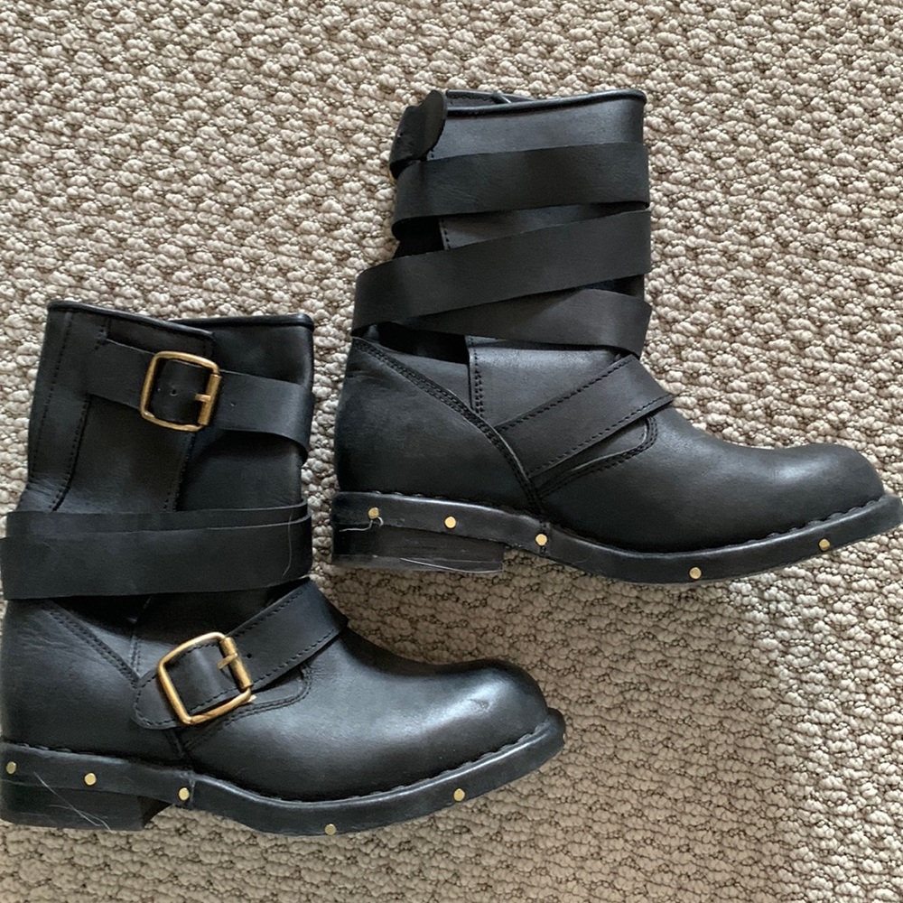 Jeffrey Campbell Leather Combat Moto boot Black